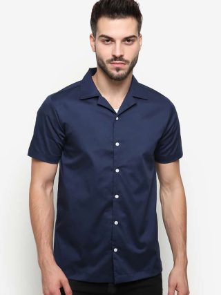 Navy Blue Cuban Shirt