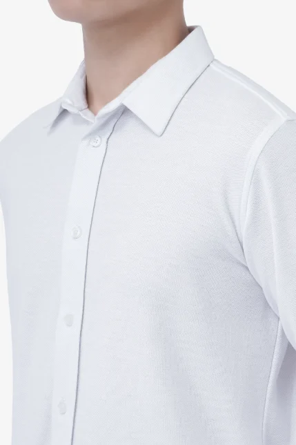 Leo White Pique Basic Shirt
