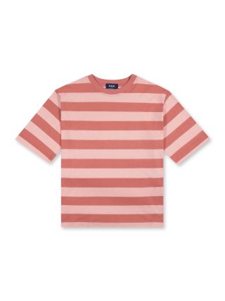 Coral Boxy Fit Stripe T-shirt