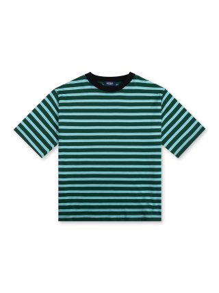 Green Boxy Fit Stripe T-shirt