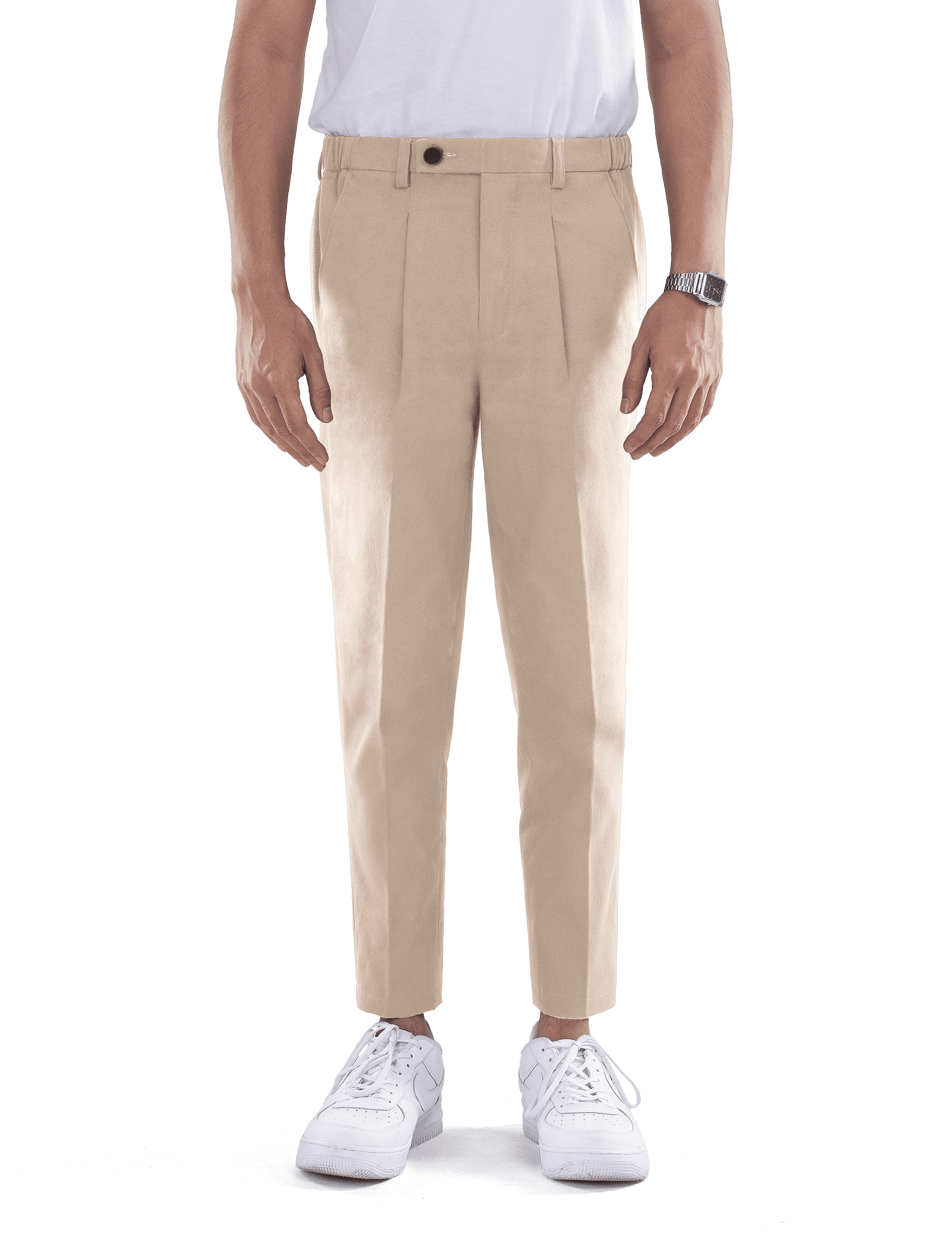 Celana Cream Smart Waist Ankle Chino