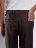 Celana Dark Brown Smart Waist Ankle Solid Pant