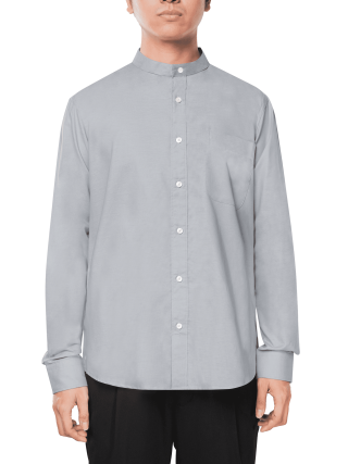 Kemeja Grey Mandarin Oxford Shirt