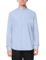 Kemeja Maya Blue Mandarin Oxford Shirt