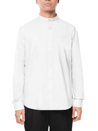 Kemeja White Mandarin Oxford Shirt