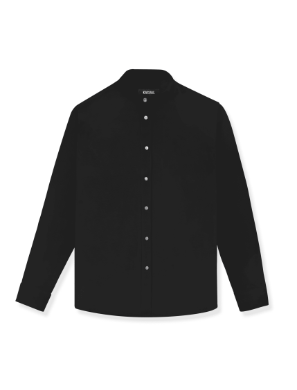 Kemeja Black Mandarin Pique Shirt