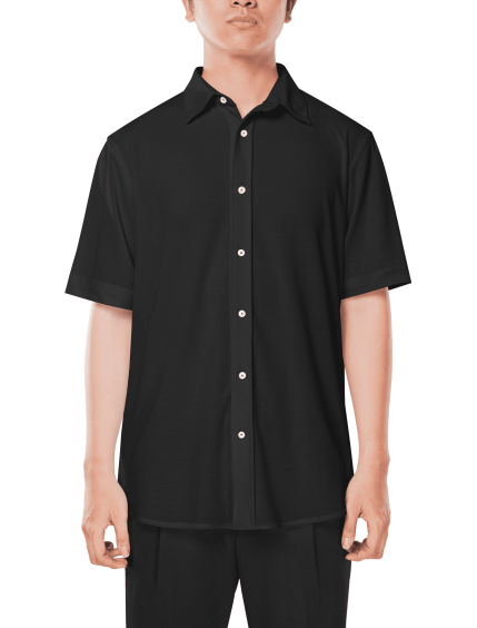 Kemeja Black Simple Pique Shirt