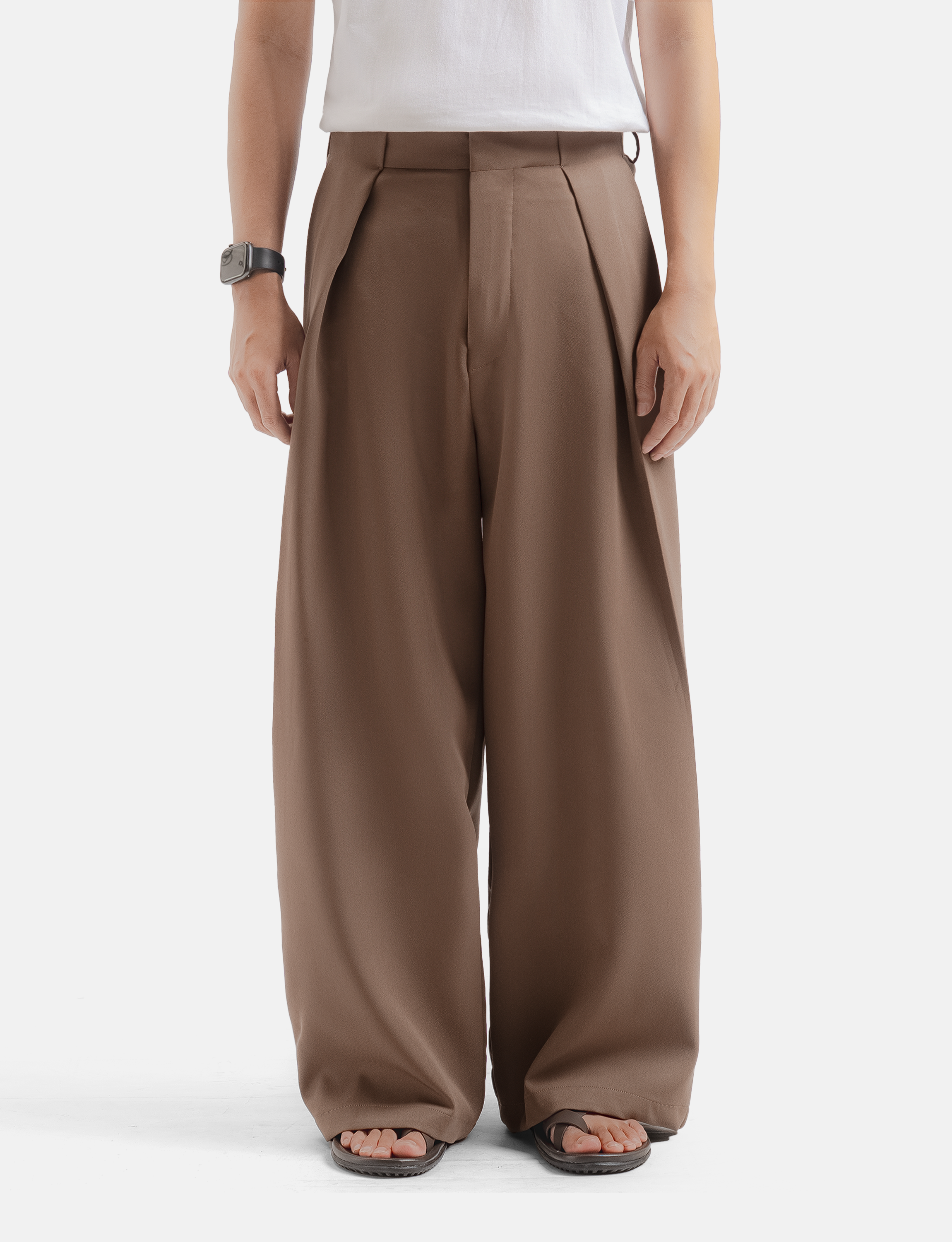 Milo Brown Neu Pleated Wide Pant