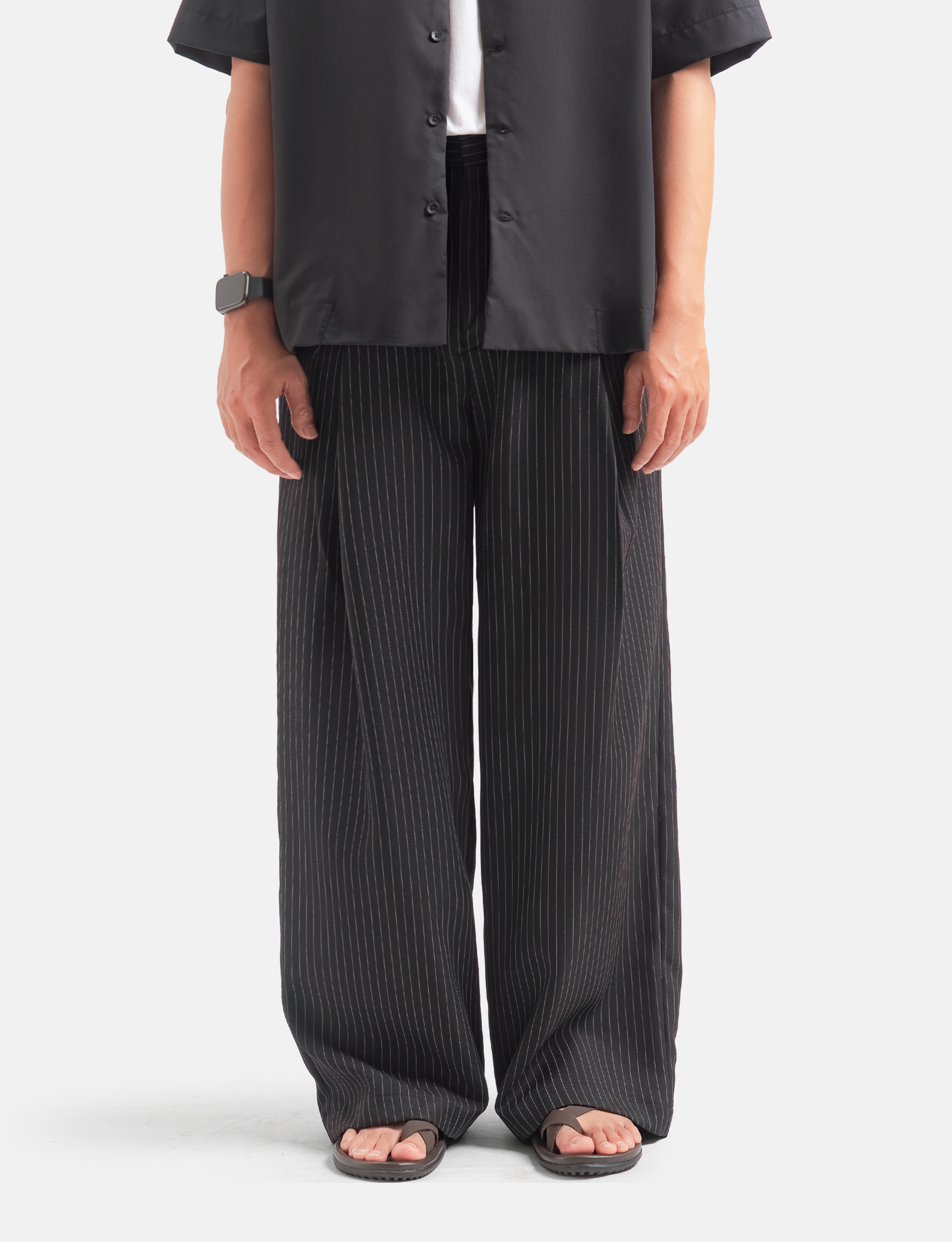 Black Stripe Classic Wide Pant