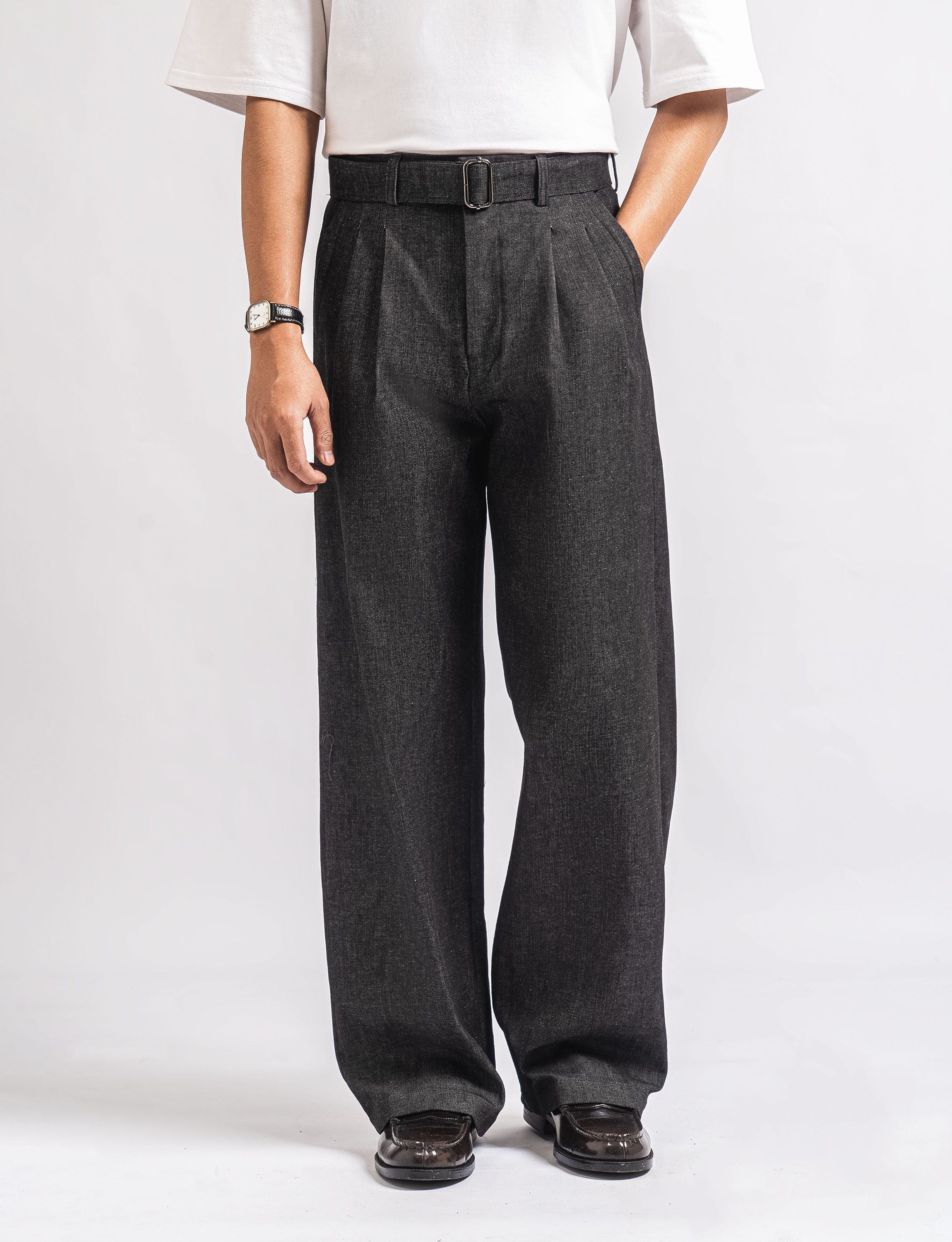 Black Elite Wide Raw Denim Pant - foto 4