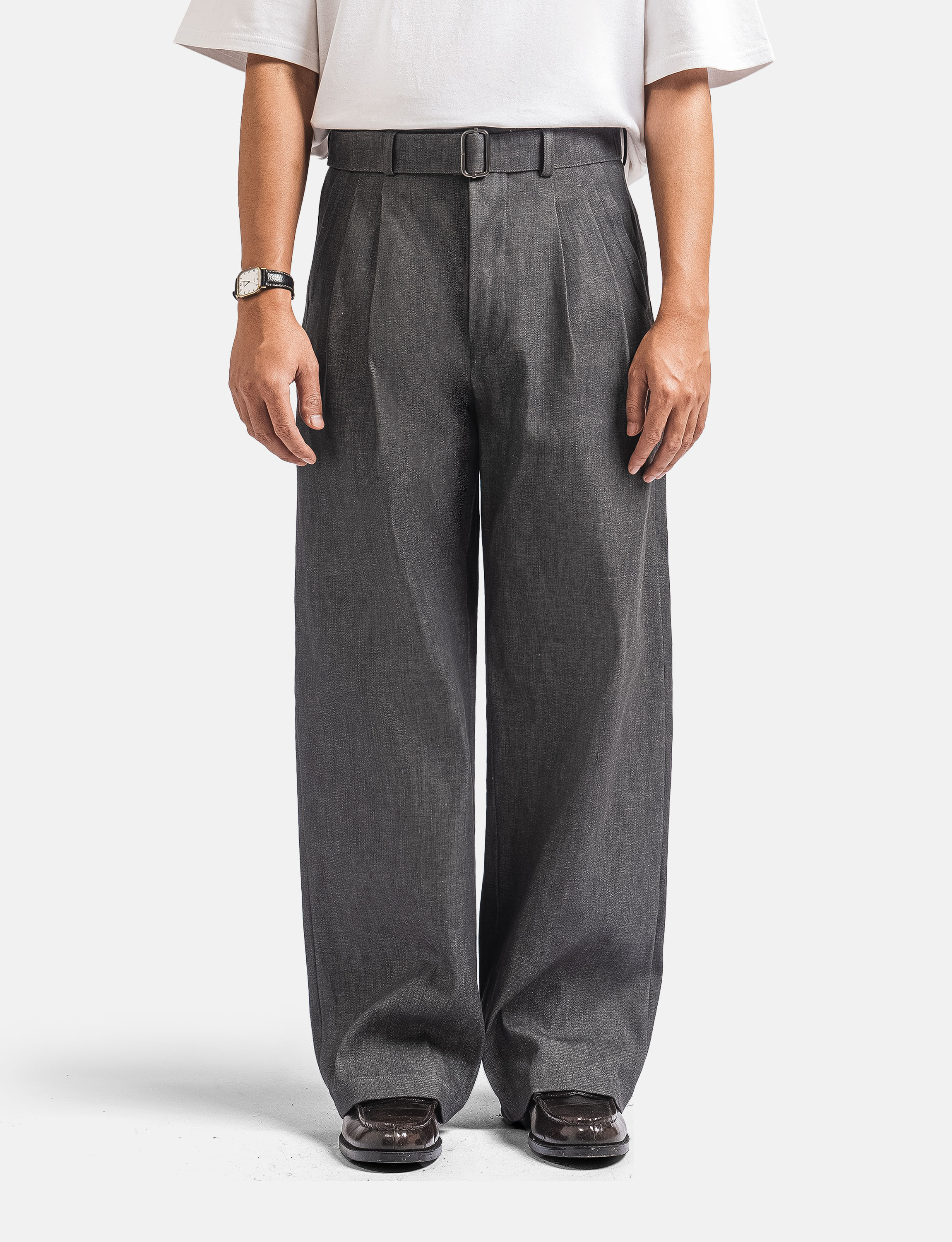 Grey Elite Wide Raw Denim Pant