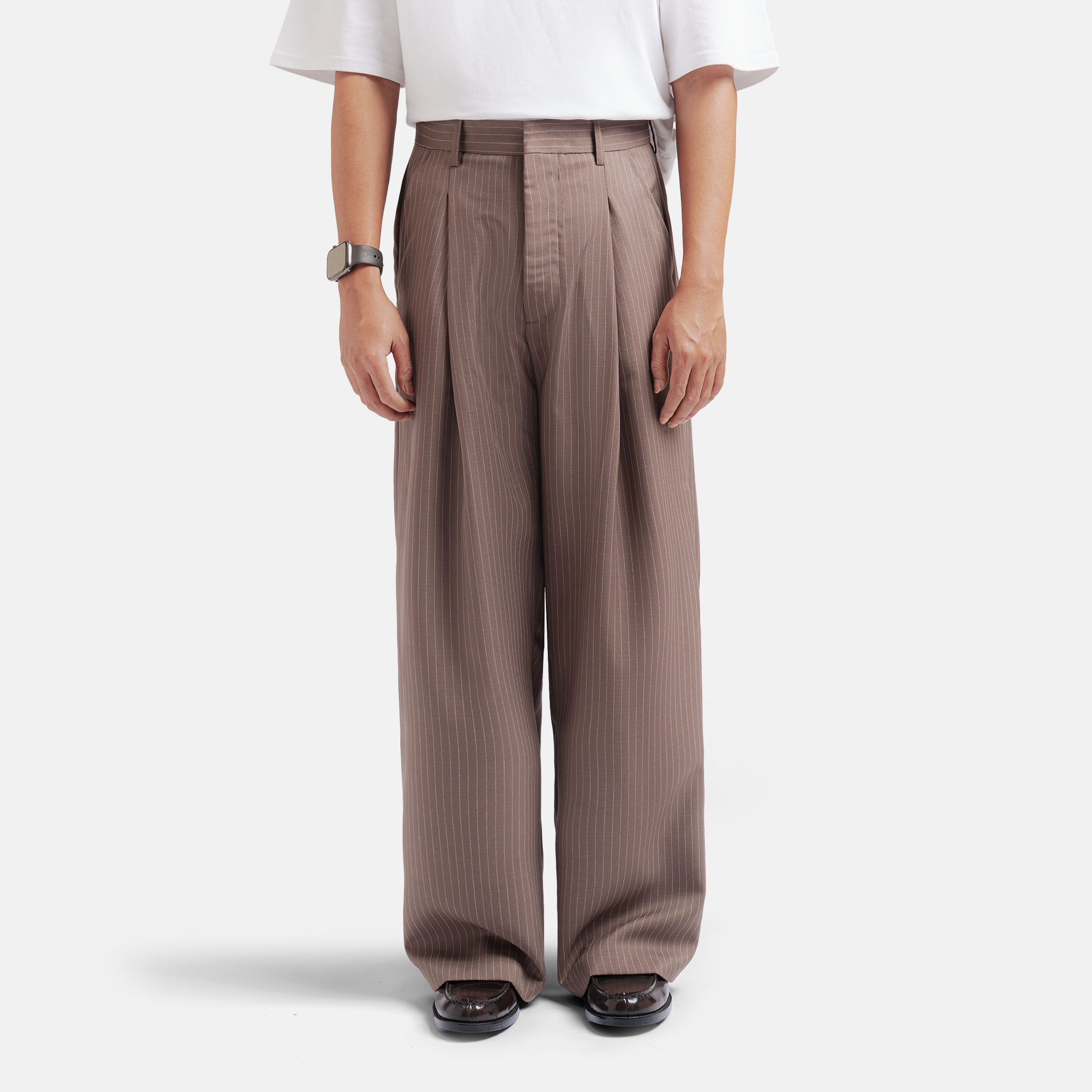 Milo Brown Stripe Classic Wide Pant