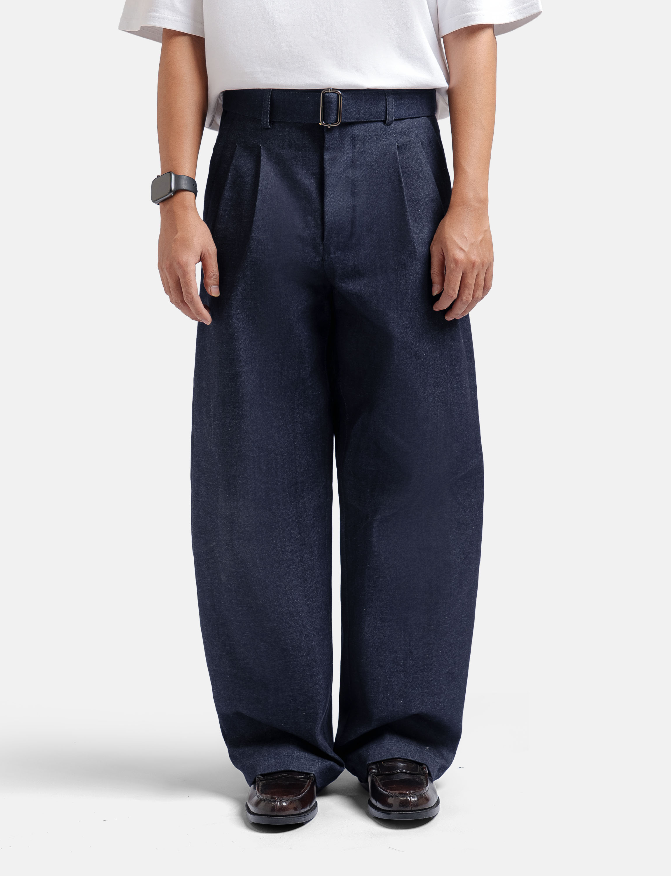 Navy Blue Elite Wide Raw Denim Pant
