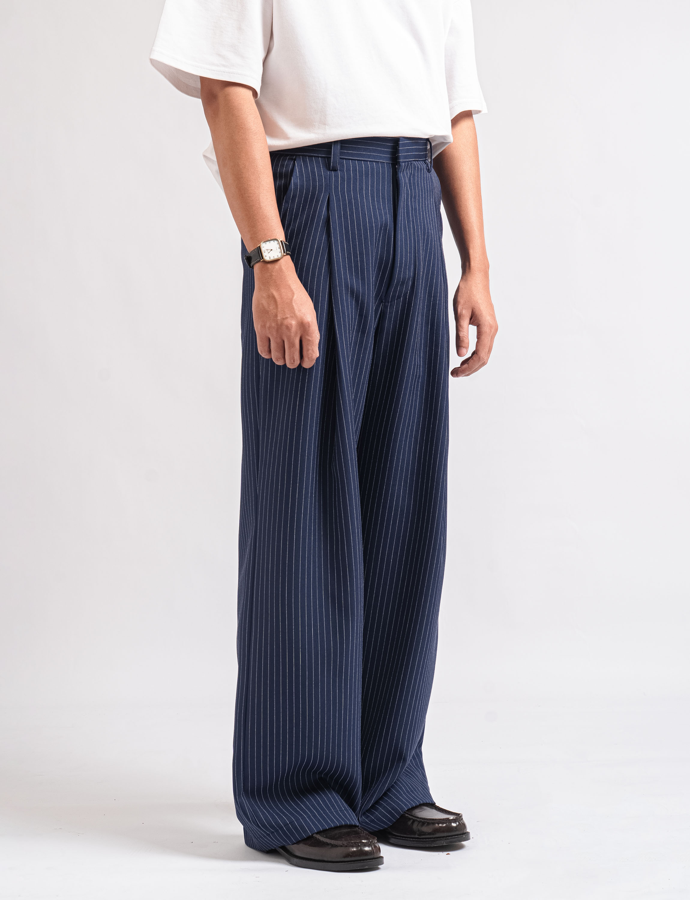 Navy Blue Stripe Classic Wide Pant - foto 3